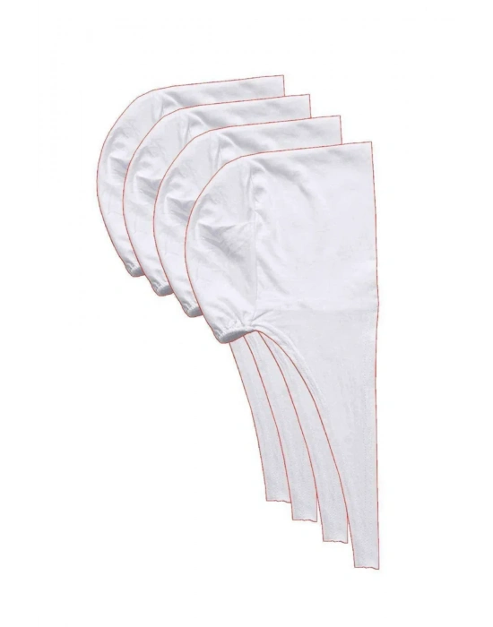 4 Adet Tesettür Bone Bağcıklı Likralı Beyaz