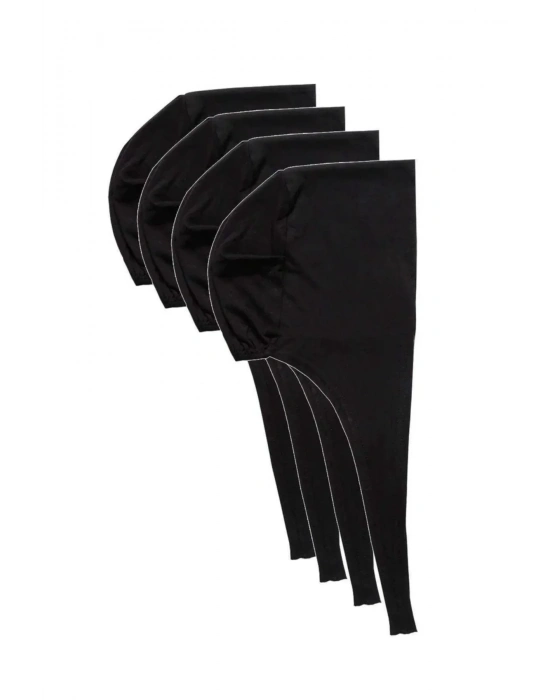 4 Adet Tesettür Bone Bağcıklı Likralı Siyah