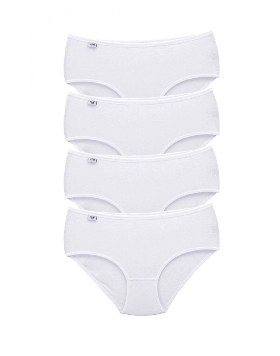 4 Adet Tutku Kadın Yüksek Bel Bato İnce Lastik Külot Beyaz