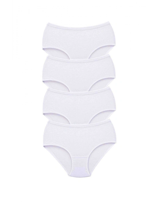 4 Adet Tutku Kadın Yüksek Bel Bato Kalın Lastik Külot Beyaz