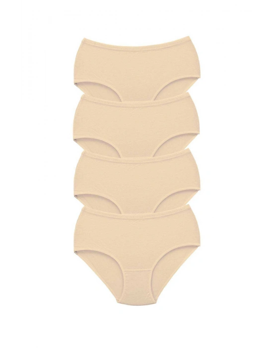 4 Adet Tutku Kadın Yüksek Bel Bato Kalın Lastik Külot Ten