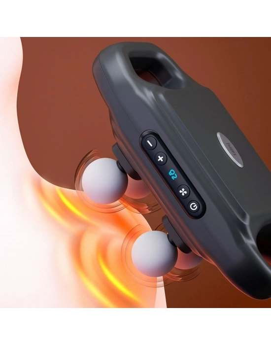 ® 4 Başlıklı Masaj Tabancası – 12W Derin Doku & Kas Ağrısı Giderici, 20 Seviye & 6 Mod - Siyah