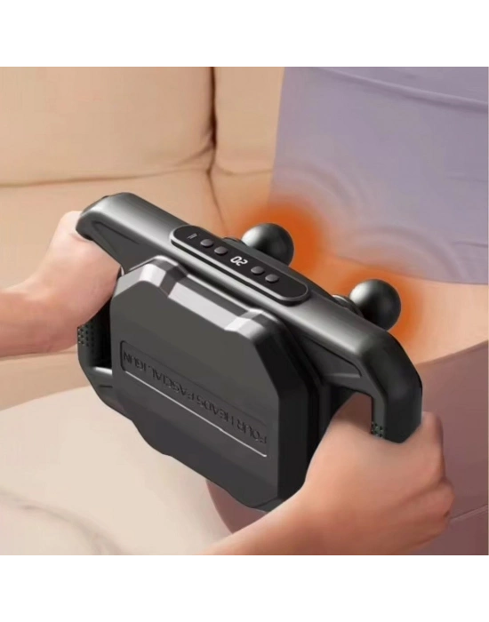 ® 4 Başlıklı Masaj Tabancası – 12W Derin Doku & Kas Ağrısı Giderici, 20 Seviye & 6 Mod - Siyah