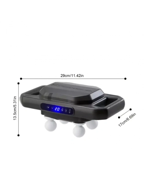 ® 4 Başlıklı Masaj Tabancası – 12W Derin Doku & Kas Ağrısı Giderici, 20 Seviye & 6 Mod - Siyah