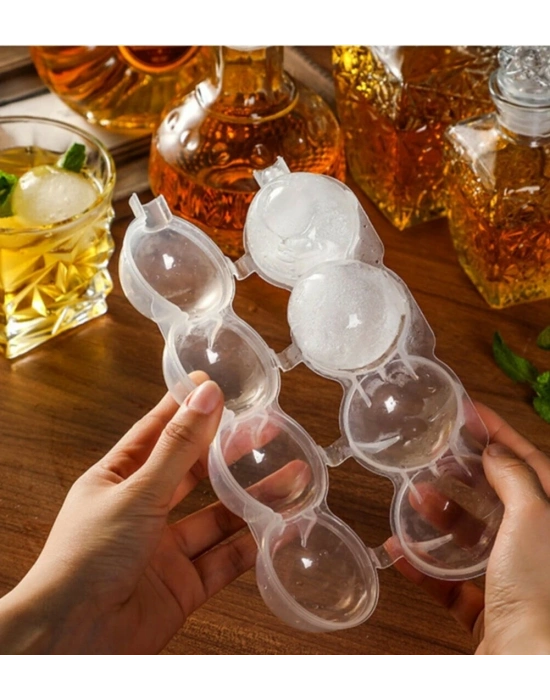 4 Bölmeli  Küre Buz Topu Kalıbı -  Yuvarlak Buz Topu