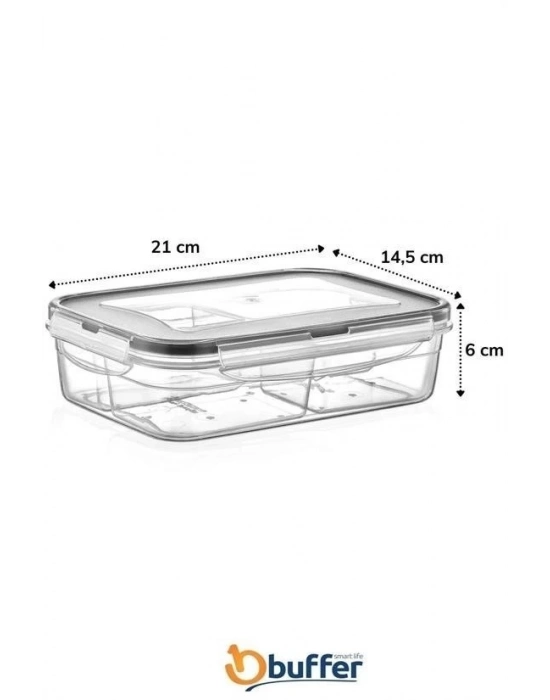 ®  4 Bölmeli Sızdırmaz Contalı Kilitli Kapaklı 1 Litre Erzak Saklama Kabı -LC520