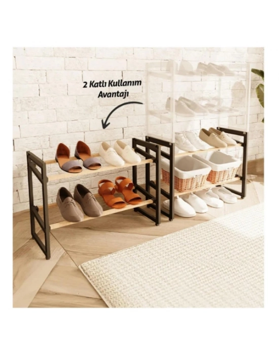 4 Katlı Ahşap Ayakkabılık