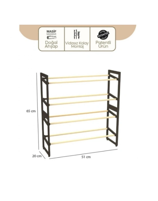 4 Katlı Ahşap Ayakkabılık