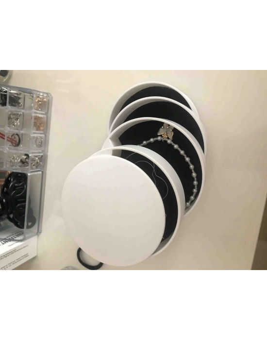 4 Katlı Dönebilen Silindir Takı Ve Makyaj Organizer Kutusu