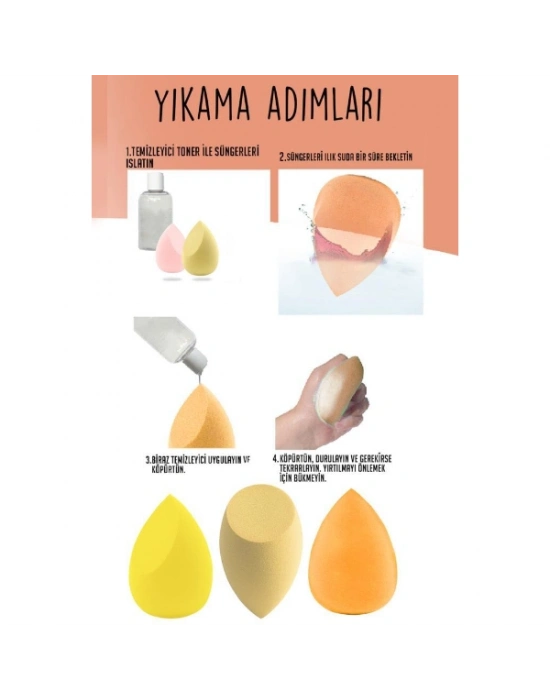 4lü Kapaklı Armut Makyaj Süngeri Seti