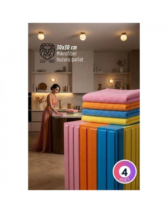® 4lü Lüks Mikrofiber Bez Seti: İz Bırakmayan Ultra Emici
