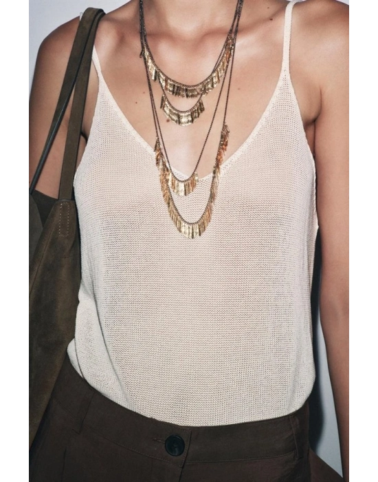 4LÜ METAL PLAKA KOLYE - Altın