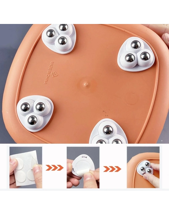 4lü Set 360 Derece Dönebilen Yapışkanlı Bilyalı Tekerlek - Eşya Kaydırıcı Mobilya Tekeri
