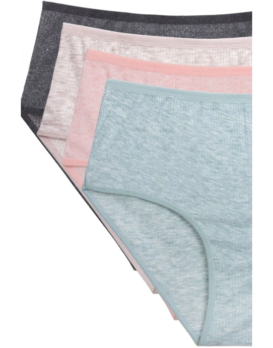 4lü Yeni Seri Renkli Yüksek Bel Fitilli Ribana Bato Külot Gri Pudra Şeftali Yeşil