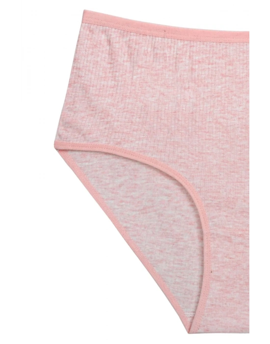 4lü Yeni Seri Renkli Yüksek Bel Fitilli Ribana Bato Külot Pembe