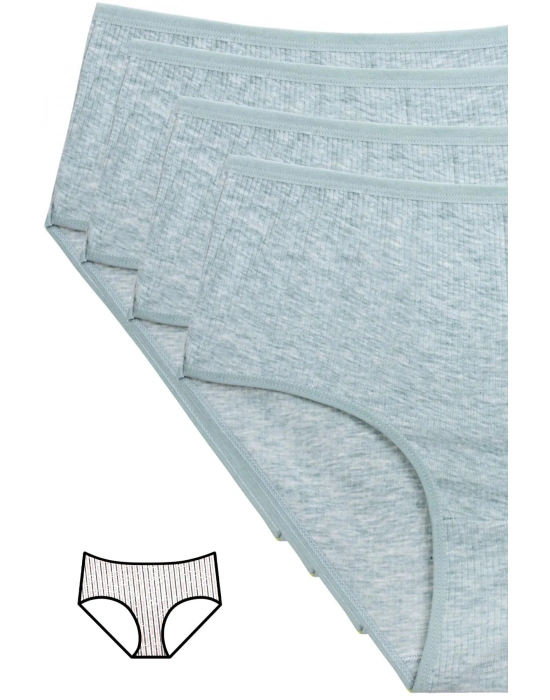 4lü Yeni Seri Renkli Yüksek Bel Fitilli Ribana Bato Külot Yeşil