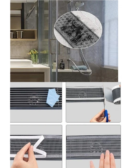 4 Metre Yapışkanlı Banyo Gider Koruyucu Saç Toplayıcı – Gider Böcek Koruyucu Gider Süzgeci