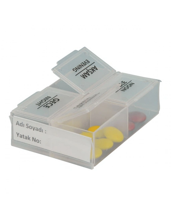 ®  4 Öğün Günlük Hap İlaç Saklama Taşıma Kutusu İlaç Hatırlatıcı