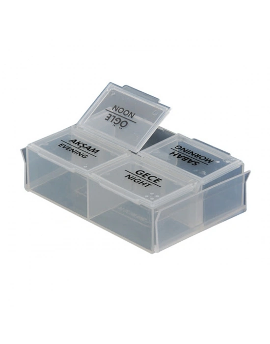 ®  4 Öğün Günlük Hap İlaç Saklama Taşıma Kutusu İlaç Hatırlatıcı