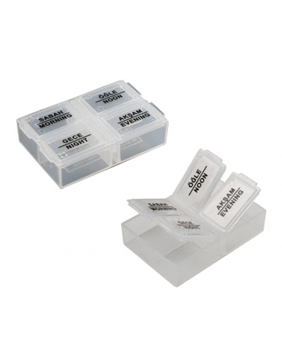 ®  4 Öğün Günlük Hap İlaç Saklama Taşıma Kutusu İlaç Hatırlatıcı