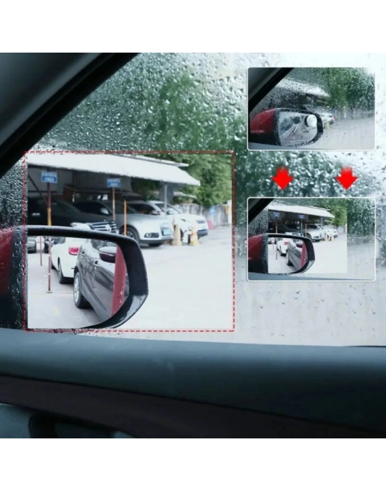 ®  4 Parça Yan Aynalar ve Yan Camlar İçin Araç Ayna Yağmur Kaydırıcı ve Cam Buğu Önleyici Film Seti