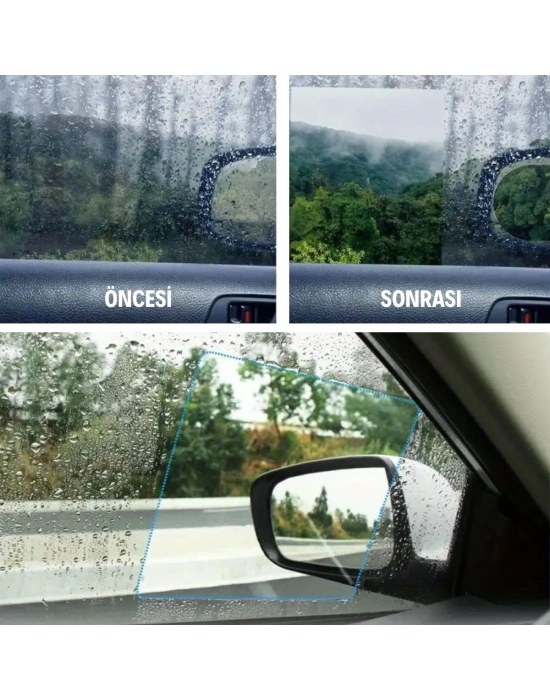 ®  4 Parça Yan Aynalar ve Yan Camlar İçin Araç Ayna Yağmur Kaydırıcı ve Cam Buğu Önleyici Film Seti