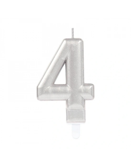 4 Rakam Mum Gümüş Renk