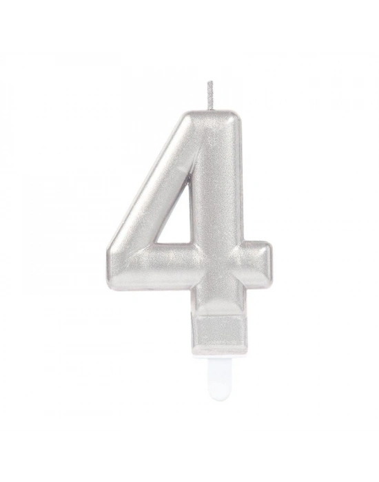 4 Rakam Mum Gümüş Renk