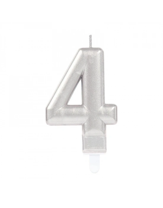 4 Rakam Mum Gümüş Renk