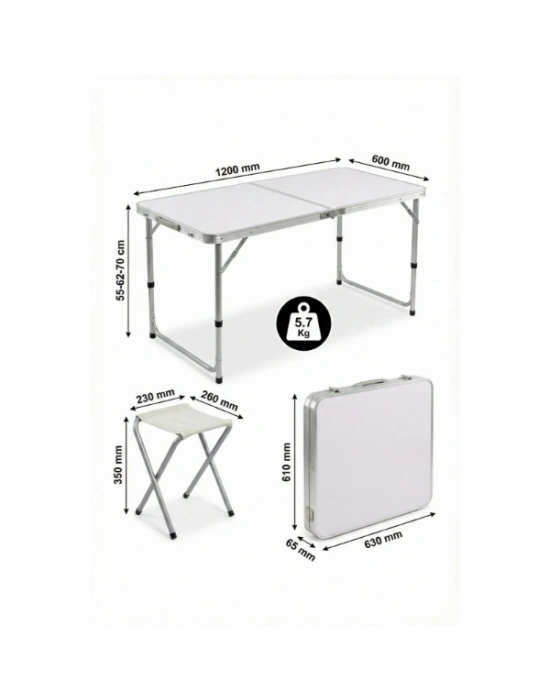 4 Sandalyeli Katlanabilir Masa Seti