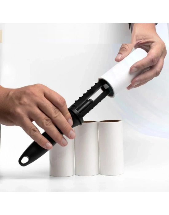 4 Yedekli Tüy Toplama Rulosu 240 Yaprak Evcil Hayvan Elbise Yatak Tüy Saç Toplayıcı