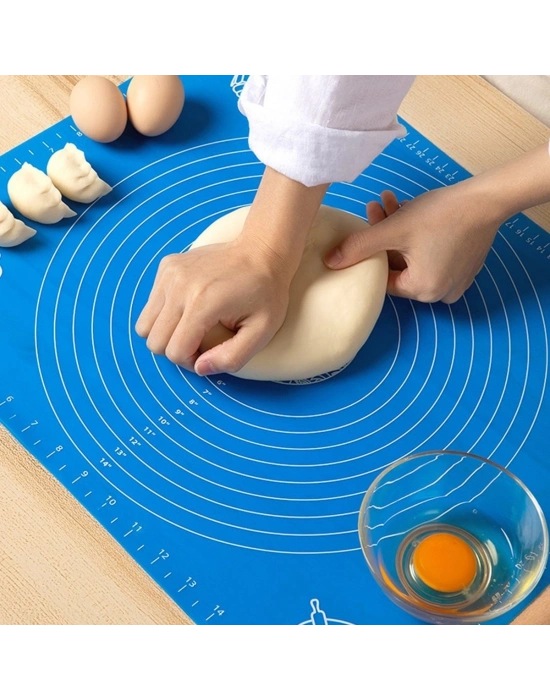 ®  40*50 cm Silikon Ölçekli Kullanımı Kolay Hamur Açma Matı Ekmek Mantı Makarna Hamuru Yoğurma
