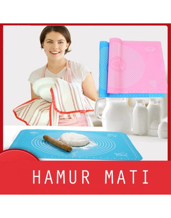 ®  40*50 cm Silikon Ölçekli Kullanımı Kolay Hamur Açma Matı Ekmek Mantı Makarna Hamuru Yoğurma