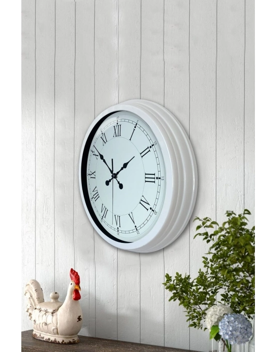 ® 40 cm Beyaz Metal Retro Duvar Saati