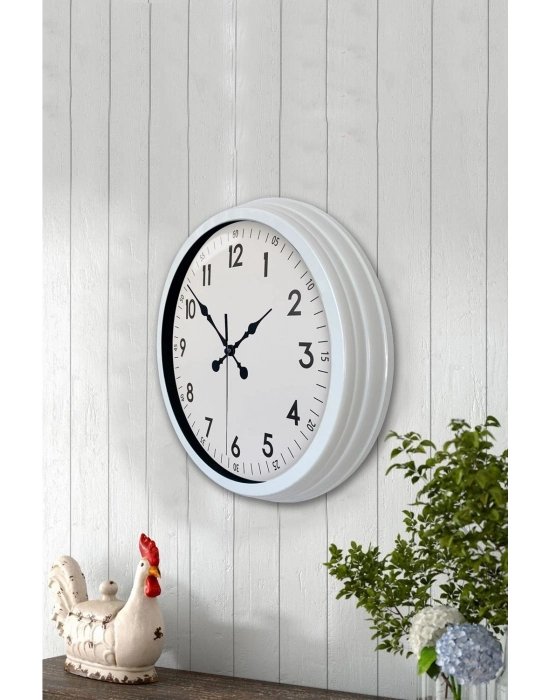 ® 40 cm Beyaz Metal Standart Duvar Saati