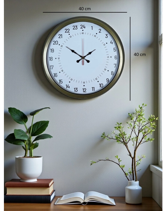 ® 40 Cm Eskitme Metal 24 Saat Göstergeli Özel Tasarım Duvar Saati