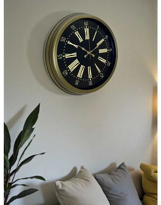 ® 40 Cm Metal Antik Roma Eskitme Duvar Saati