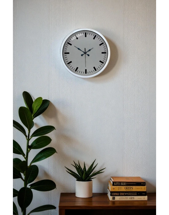 ® 40 Cm Metal  Beyaz Modern Duvar Saati