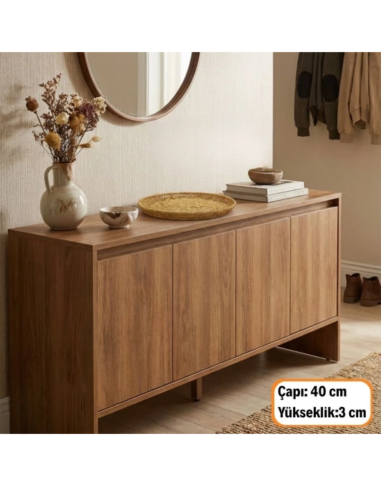 ®  40 cm Plastik Rattan Tepsi – Hasır Görünümlü Dekoratif Servis Tepsisi, Mutfak, Kahvaltı, Sunum ve Masaüstü Çok Amaçlı Organizer