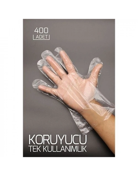 ® 400 Adet Tek Kullanımlık Şeffaf Eldiven