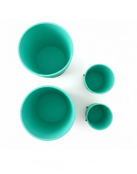 ® 4’lü 3D Ayaklı Yeşil Saksı Seti Dekoratif Modern Tasarım