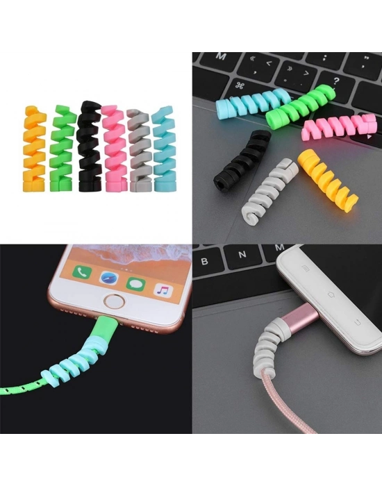 ®  4lü , Android Şaj Kablosu Koruyucu Silikon Spiral Yay Aparat