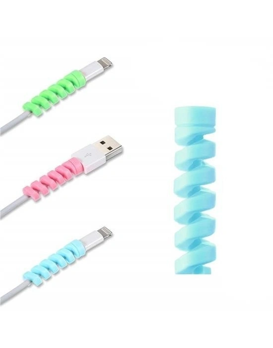 4lü Apple, Android Şaj Kablosu Koruyucu Silikon Spiral Yay Aparat