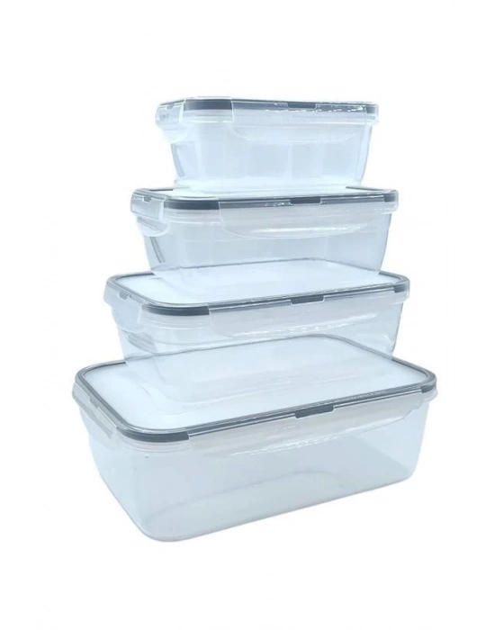®  4lü İç İçe Sızdırmaz Contalı Kilitli Kapaklı Plastik Erzak Saklama Kapları LC315