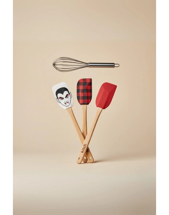 4’lü Silikon Spatula ve Çırpıcı Seti Karışık Renk