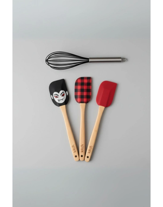 4’lü Silikon Spatula ve Çırpıcı Seti Karışık Renk