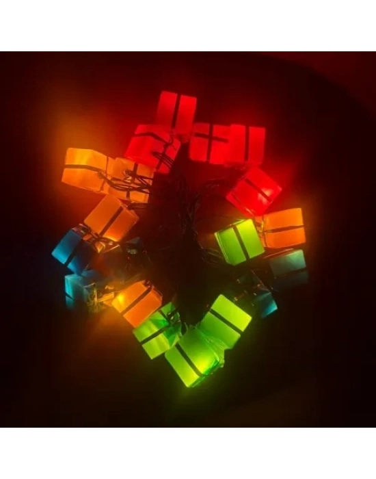 4m 20 LED Pilli Hediye Kutusu Figürlü Lamba