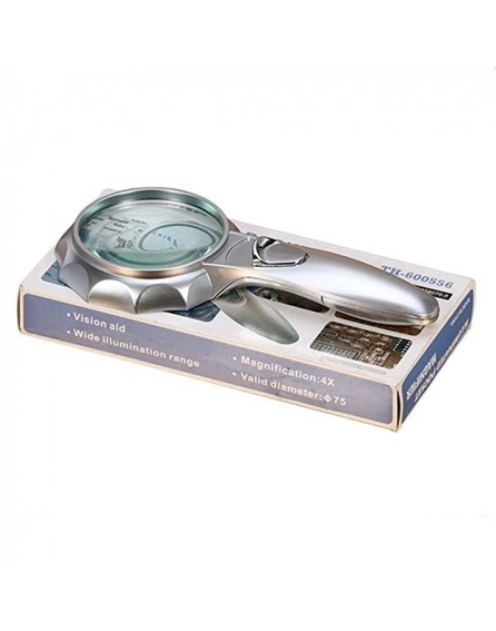 4x 6 Led Işık Aydınlatma 75mm Optik Lens El Büyüteç