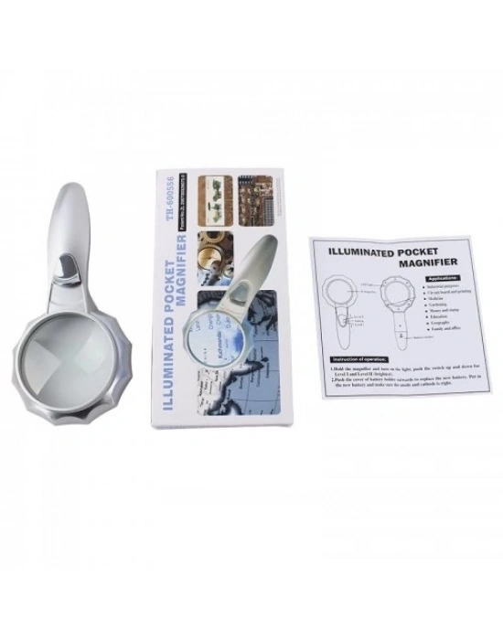 4x 6 Led Işık Aydınlatma 75mm Optik Lens El Büyüteç