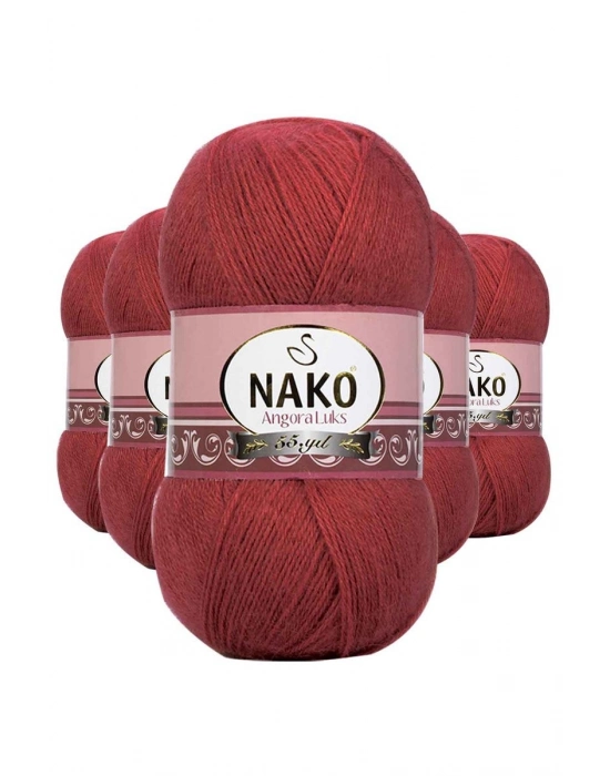 5 Adet Angora Lüks El Örgü İpi Bordo 6679
